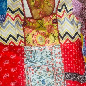 anthropologie patchwork print dress